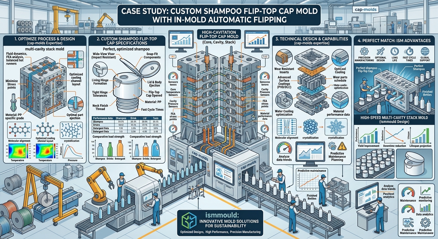 Case Study: Custom Shampoo Flip-Top Cap Mold with In-Mold Automatic Flipping